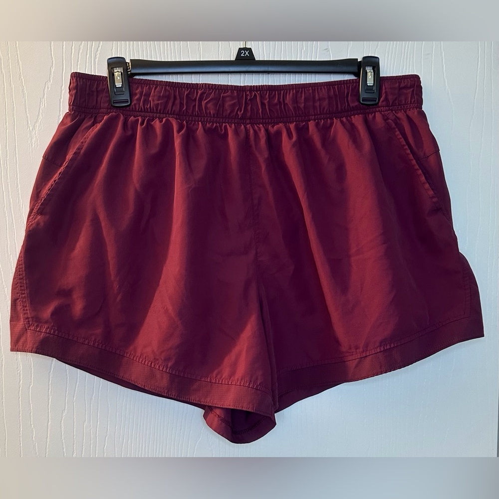 Athletic Works Maroon Athletic Shorts Elastic Waist Pockets Women’s 3x 22 Brief